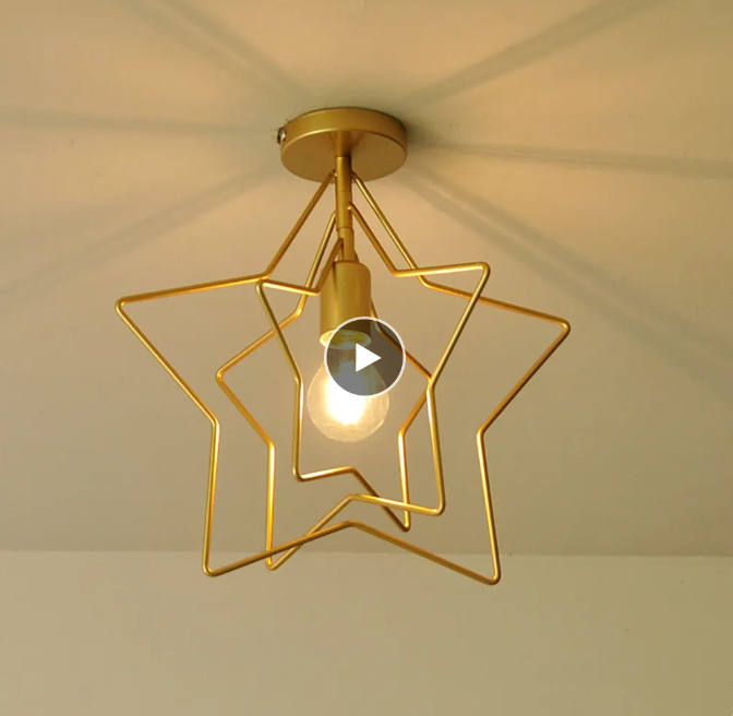 3D-ster-design plafondlamp in goud metaal